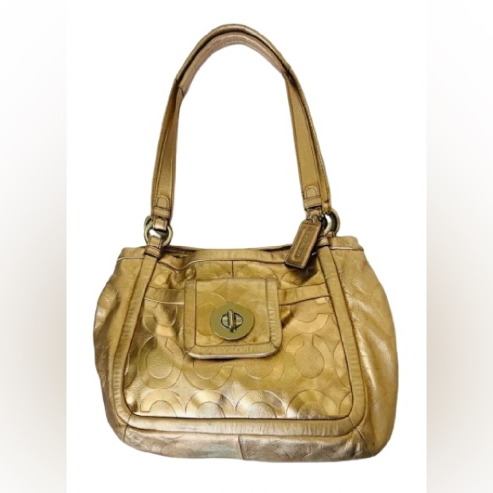 Coach Large Rose Gold Leather Satchel Bag - Picture 1 of 13